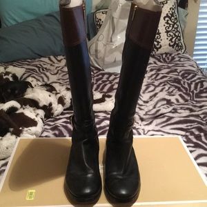 Michael Kors Stockard Two-Tone Leather Riding Boot
